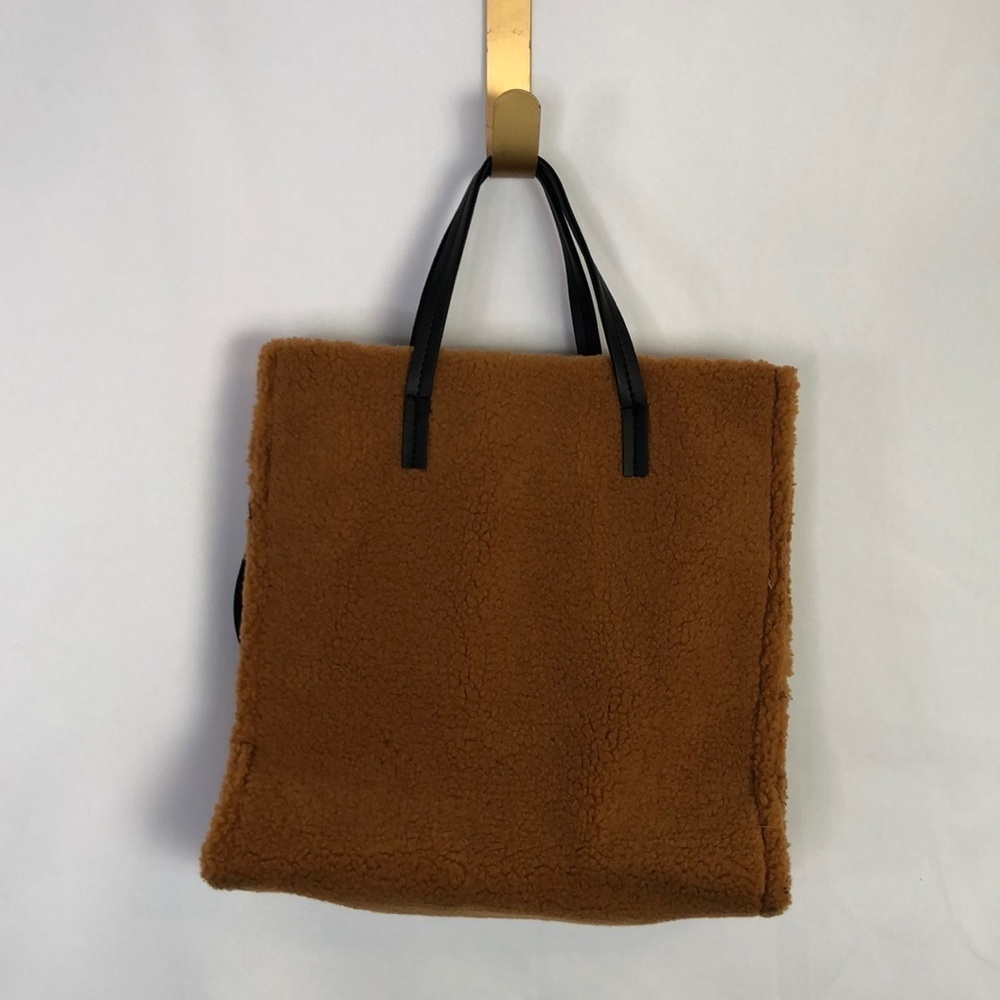 Riah Fashion Fleece Fur Tote Bag with Removable Strap Caramel - Picture 12 of 14